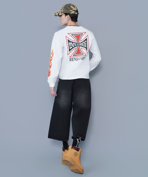 SPINNS(スピンズ)の「短丈ロングスリーブTシャツ/クロスファイヤーロゴ/バックプリント(Tシャツ/カットソー・メンズ・ウッドランド/ホワイト/ブラック系その他/ブラック・ONESIZE)」の14枚目の写真