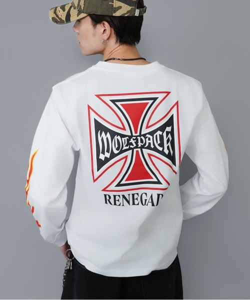 SPINNS(スピンズ)の「短丈ロングスリーブTシャツ/クロスファイヤーロゴ/バックプリント(Tシャツ/カットソー・メンズ・ウッドランド/ホワイト/ブラック系その他/ブラック・ONESIZE)」の16枚目の写真