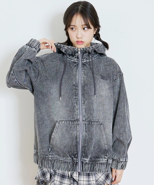 LOVETOXIC（ラブトキシック）の「【LTXC】【セット可】デニムパーカー（ブルゾン・キッズ・ブルー/グレー・S:140cm/M:150cm/L:160cm）」の2枚目の写真