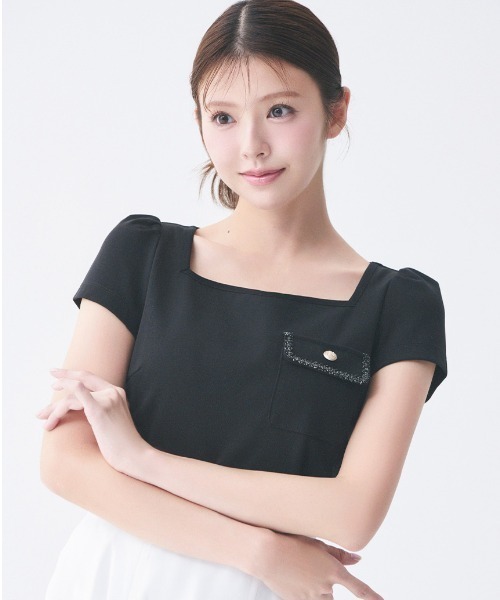 CELFORD(セルフォード)の「【洗える】トリムポケットTシャツ(Tシャツ/カットソー・レディース・サックスブルー/ブラック/ホワイト/その他・F)」の3枚目の写真