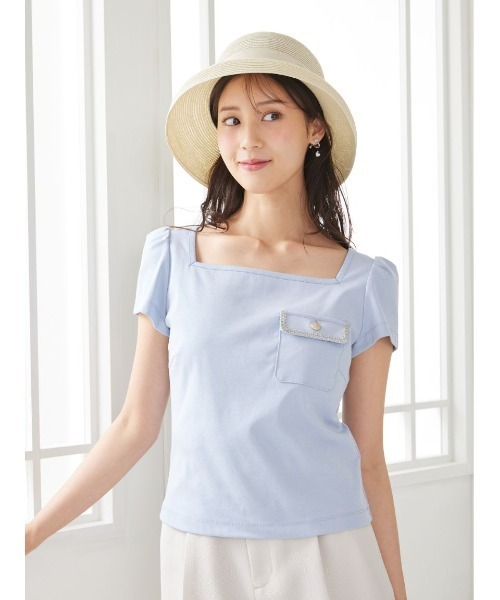 CELFORD(セルフォード)の「【洗える】トリムポケットTシャツ(Tシャツ/カットソー・レディース・サックスブルー/ブラック/ホワイト/その他・F)」の7枚目の写真