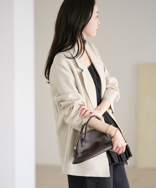 plage（プラージュ）の「sandy linen 混 ジャケット（テーラードジャケット・レディース・チャコールグレー/アイボリー・38/36）」の3枚目の写真