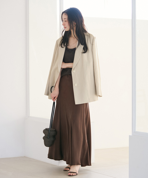 plage（プラージュ）の「sandy linen 混 ジャケット（テーラードジャケット・レディース・チャコールグレー/アイボリー・38/36）」の5枚目の写真