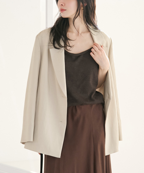 plage（プラージュ）の「sandy linen 混 ジャケット（テーラードジャケット・レディース・チャコールグレー/アイボリー・38/36）」の9枚目の写真