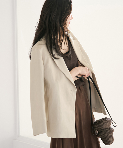 plage（プラージュ）の「sandy linen 混 ジャケット（テーラードジャケット・レディース・チャコールグレー/アイボリー・38/36）」の10枚目の写真