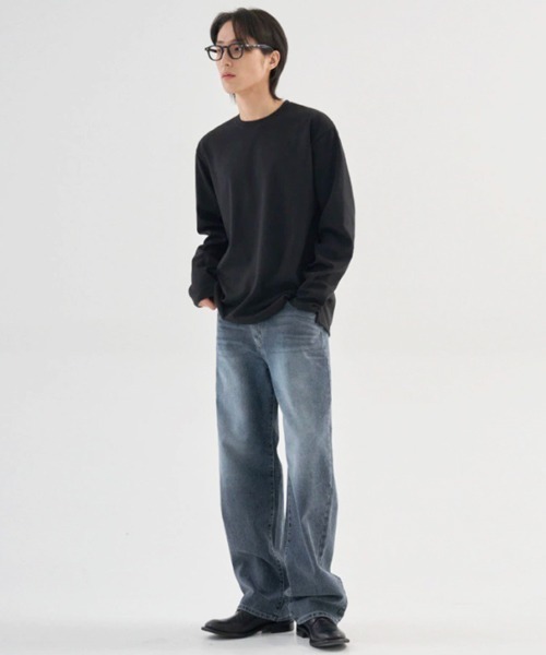 NOWLE（ノウル）の「【NOWLE】サイドスリット ルーズシルエット ロングスリーブ ロンT（Tシャツ/カットソー・メンズ・ブラック/ホワイト・SMALL/X-LARGE/LARGE/MEDIUM）」の19枚目の写真