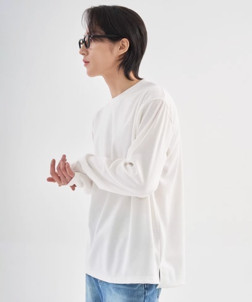 NOWLE（ノウル）の「【NOWLE】サイドスリット ルーズシルエット ロングスリーブ ロンT（Tシャツ/カットソー・メンズ・ブラック/ホワイト・SMALL/X-LARGE/LARGE/MEDIUM）」の6枚目の写真