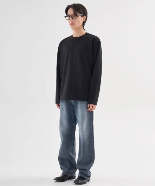NOWLE（ノウル）の「【NOWLE】サイドスリット ルーズシルエット ロングスリーブ ロンT（Tシャツ/カットソー・メンズ・ブラック/ホワイト・SMALL/X-LARGE/LARGE/MEDIUM）」の21枚目の写真