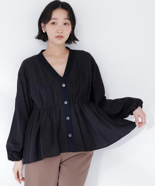 NATURAL BEAUTY BASIC(ナチュラルビューティーベーシック)の「◇シャツカーディガン(シャツ/ブラウス・レディース・ピンク/ブラック/オフホワイト・FREE)」の3枚目の写真