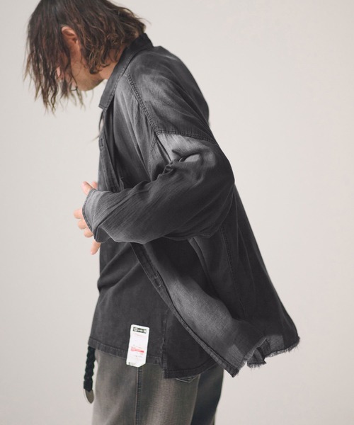 ADAM PATEK（アダムパテック）の「ms6437-aging sheer denim shirt デニムシャツ(AP2615008)（シャツ/ブラウス・メンズ・ブラック/ブルー・2/1）」の3枚目の写真