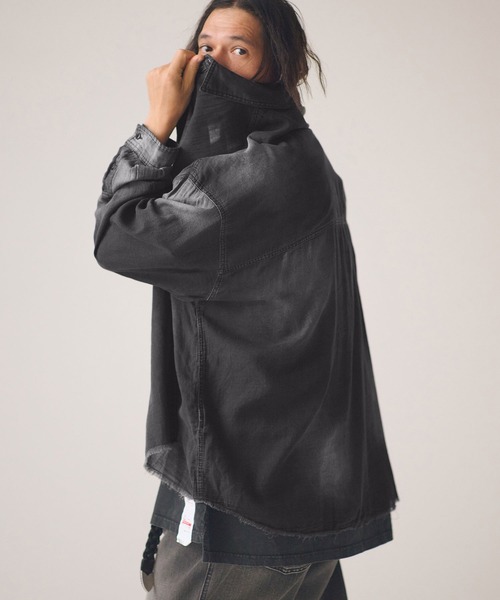 ADAM PATEK（アダムパテック）の「ms6437-aging sheer denim shirt デニムシャツ(AP2615008)（シャツ/ブラウス・メンズ・ブラック/ブルー・2/1）」の4枚目の写真