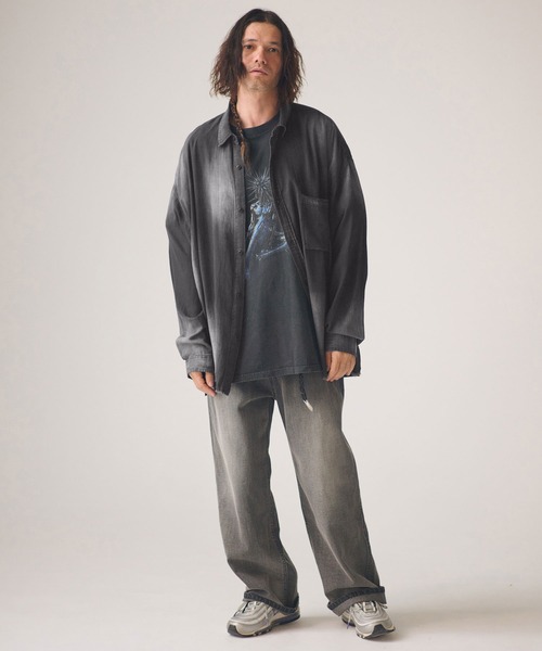 ADAM PATEK（アダムパテック）の「ms6437-aging sheer denim shirt デニムシャツ(AP2615008)（シャツ/ブラウス・メンズ・ブラック/ブルー・2/1）」の6枚目の写真