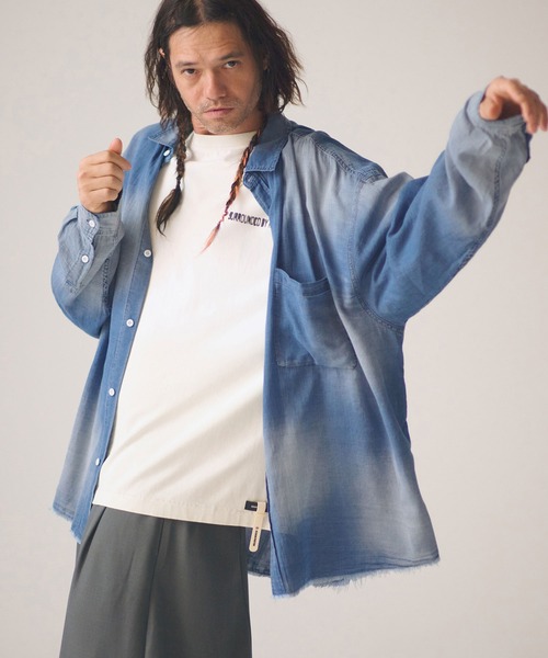 ADAM PATEK（アダムパテック）の「ms6437-aging sheer denim shirt デニムシャツ(AP2615008)（シャツ/ブラウス・メンズ・ブラック/ブルー・2/1）」の9枚目の写真