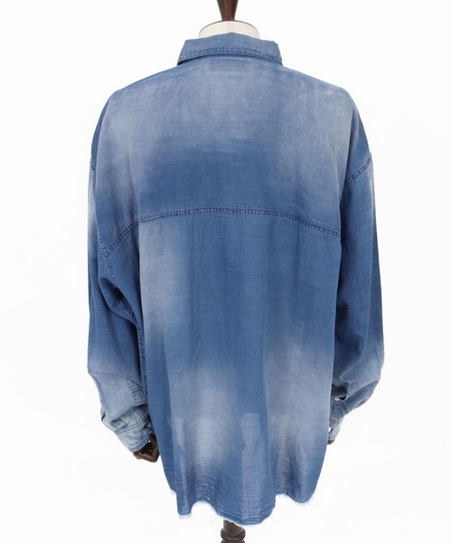 ADAM PATEK（アダムパテック）の「ms6437-aging sheer denim shirt デニムシャツ(AP2615008)（シャツ/ブラウス・メンズ・ブラック/ブルー・2/1）」の17枚目の写真