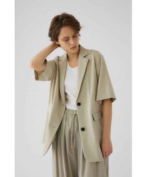 RIM.ARK（リムアーク）の「【PRE ORDER】Hidden H/S jacket ヒドゥン ハーフスリーブ ジャケット（テーラードジャケット・レディース・ブラック/グレイッシュベージュ・36/38）」の4枚目の写真