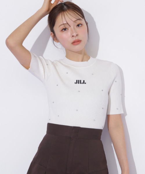 JILL by JILL STUART(ジルバイジルスチュアート)の「半袖ビジューコンパクトニット(ニット/セーター・レディース・ブルー/ブラック/ホワイト/ホワイト系その他・FREE)」の2枚目の写真