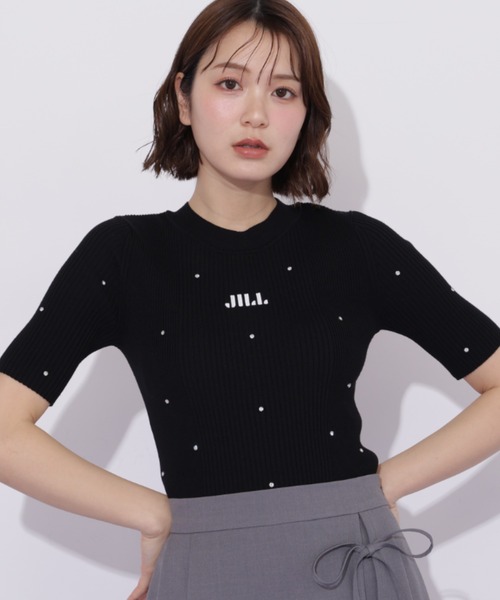 JILL by JILL STUART(ジルバイジルスチュアート)の「半袖ビジューコンパクトニット(ニット/セーター・レディース・ブルー/ブラック/ホワイト/ホワイト系その他・FREE)」の4枚目の写真
