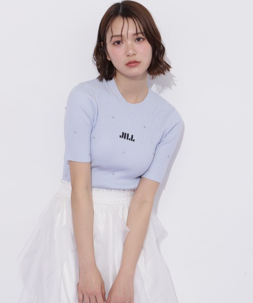 JILL by JILL STUART(ジルバイジルスチュアート)の「半袖ビジューコンパクトニット(ニット/セーター・レディース・ブルー/ブラック/ホワイト/ホワイト系その他・FREE)」の21枚目の写真