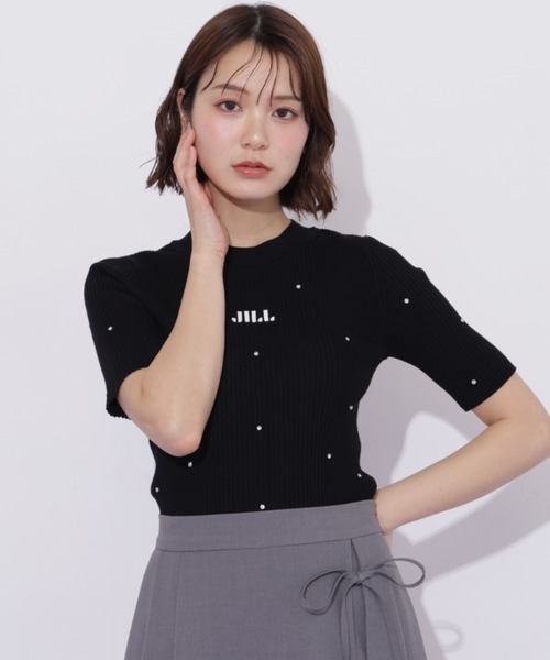 JILL by JILL STUART(ジルバイジルスチュアート)の「半袖ビジューコンパクトニット(ニット/セーター・レディース・ブルー/ブラック/ホワイト/ホワイト系その他・FREE)」の6枚目の写真