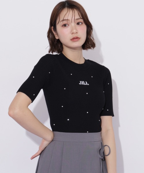JILL by JILL STUART(ジルバイジルスチュアート)の「半袖ビジューコンパクトニット(ニット/セーター・レディース・ブルー/ブラック/ホワイト/ホワイト系その他・FREE)」の8枚目の写真