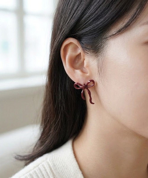 Port(ポート)の「【 Port / ポート 】 ガーリー リボン ミニ ピアス_(ピアス(両耳用)・レディース・ピンク/レッド/ライトピンク/ピンク系その他・FREE)」の1枚目の写真