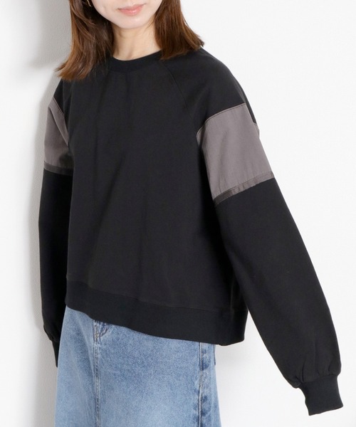cepo(セポ)の「布帛切り替えラグランプルオーバー(Tシャツ/カットソー・レディース・ミント/オフホワイト/ブラック・M)」の2枚目の写真