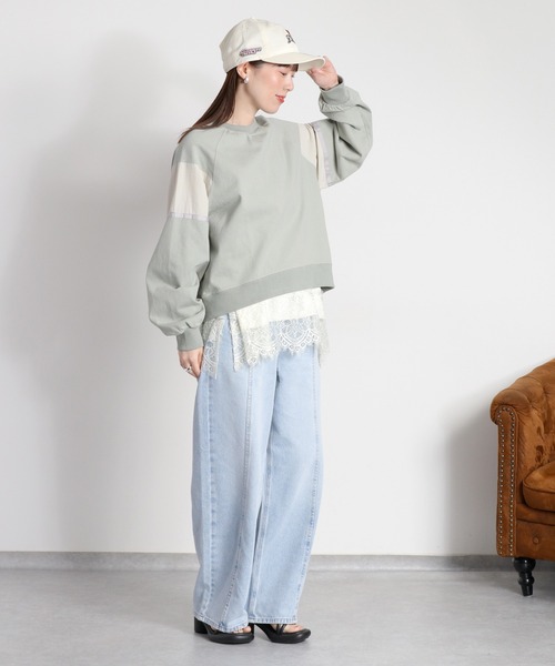 cepo(セポ)の「布帛切り替えラグランプルオーバー(Tシャツ/カットソー・レディース・ミント/オフホワイト/ブラック・M)」の18枚目の写真