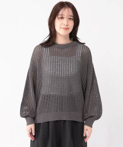 studio CLIP(スタディオクリップ)の「5ゲージダブルフロントメッシュZIPニット(ニット/セーター・レディース・ライトグリーン/スモーク・FREE)」の19枚目の写真