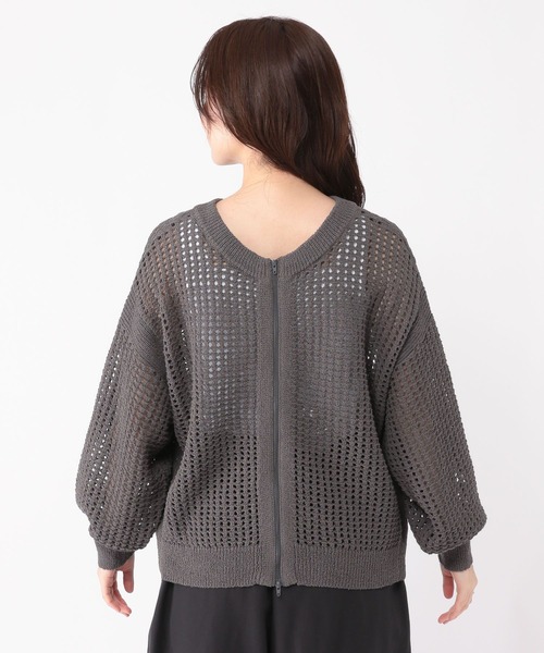 studio CLIP(スタディオクリップ)の「5ゲージダブルフロントメッシュZIPニット(ニット/セーター・レディース・ライトグリーン/スモーク・FREE)」の20枚目の写真