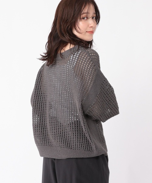 studio CLIP(スタディオクリップ)の「5ゲージダブルフロントメッシュZIPニット(ニット/セーター・レディース・ライトグリーン/スモーク・FREE)」の4枚目の写真