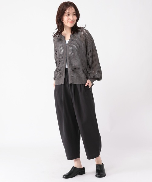 studio CLIP(スタディオクリップ)の「5ゲージダブルフロントメッシュZIPニット(ニット/セーター・レディース・ライトグリーン/スモーク・FREE)」の6枚目の写真