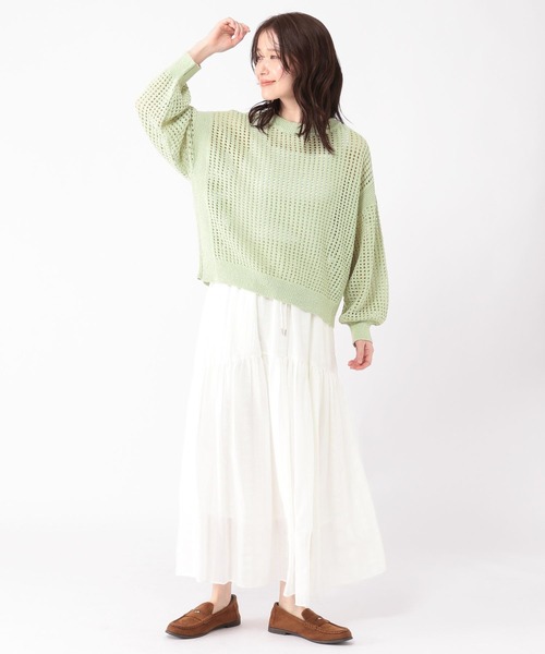 studio CLIP(スタディオクリップ)の「5ゲージダブルフロントメッシュZIPニット(ニット/セーター・レディース・ライトグリーン/スモーク・FREE)」の11枚目の写真