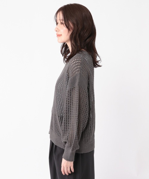 studio CLIP(スタディオクリップ)の「5ゲージダブルフロントメッシュZIPニット(ニット/セーター・レディース・ライトグリーン/スモーク・FREE)」の13枚目の写真