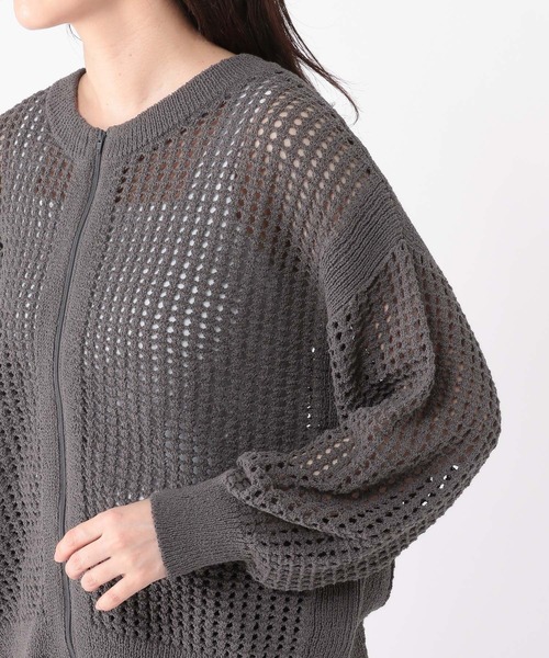 studio CLIP(スタディオクリップ)の「5ゲージダブルフロントメッシュZIPニット(ニット/セーター・レディース・ライトグリーン/スモーク・FREE)」の16枚目の写真