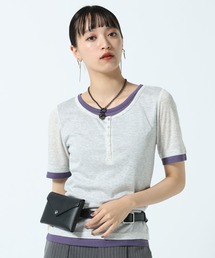 PAGEBOY | 【1枚でレイヤードが叶う・新色追加】フェイクレイヤードヘンリートップス/半袖Tシャツ(Tシャツ/カットソー)