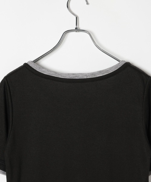 PAGEBOY（ページボーイ）の「【1枚でレイヤードが叶う・新色追加】フェイクレイヤードヘンリートップス/半袖Tシャツ（Tシャツ/カットソー・レディース・イエロー/ブラック/ブルー/グレー/ブラウン/ライトグレー・FREE）」の20枚目の写真