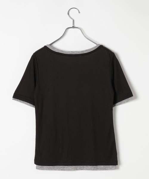 PAGEBOY（ページボーイ）の「【1枚でレイヤードが叶う・新色追加】フェイクレイヤードヘンリートップス/半袖Tシャツ（Tシャツ/カットソー・レディース・イエロー/ブラック/ブルー/グレー/ブラウン/ライトグレー・FREE）」の22枚目の写真