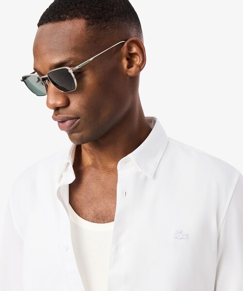 LACOSTE(ラコステ)の「スリムフィットミニマル長袖シャツ(シャツ/ブラウス・メンズ・ホワイト/ダークネイビー・38/40/39/41)」の4枚目の写真