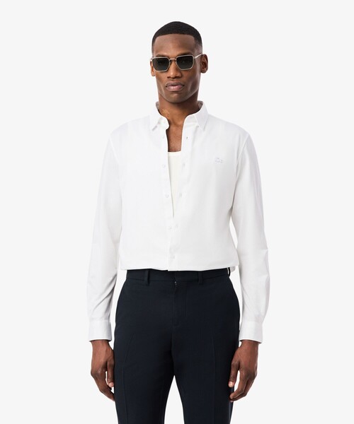 LACOSTE(ラコステ)の「スリムフィットミニマル長袖シャツ(シャツ/ブラウス・メンズ・ホワイト/ダークネイビー・38/40/39/41)」の3枚目の写真