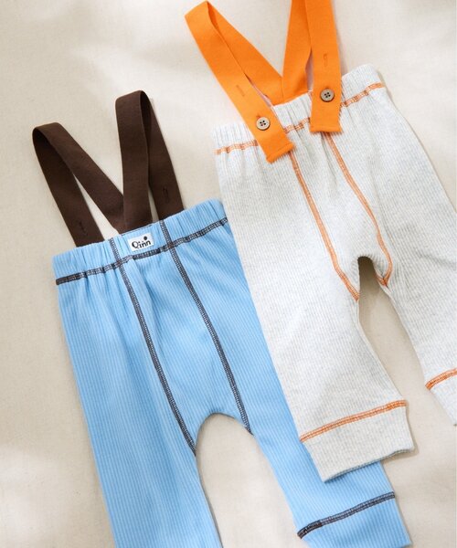 CIAOPANIC TYPY（チャオパニックティピー）の「【BABY】【Qinn】配色サス付きリブパンツ：80cm（その他ベビーウェア・キッズ・サックスブルー/オフホワイト・80）」の3枚目の写真