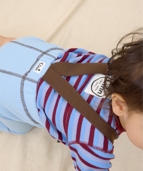 CIAOPANIC TYPY（チャオパニックティピー）の「【BABY】【Qinn】配色サス付きリブパンツ：80cm（その他ベビーウェア・キッズ・サックスブルー/オフホワイト・80）」の6枚目の写真