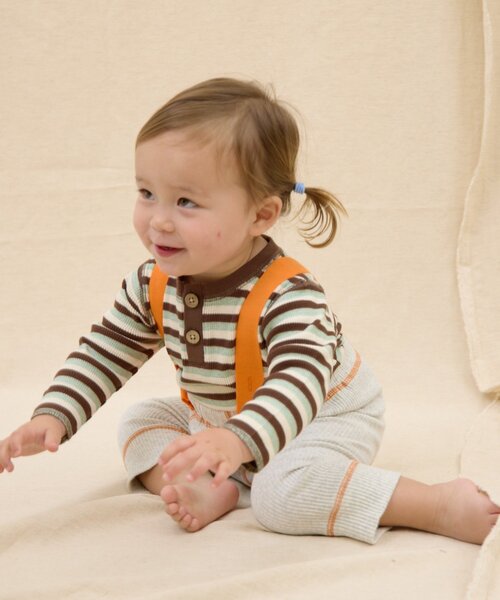 CIAOPANIC TYPY（チャオパニックティピー）の「【BABY】【Qinn】配色サス付きリブパンツ：80cm（その他ベビーウェア・キッズ・サックスブルー/オフホワイト・80）」の10枚目の写真