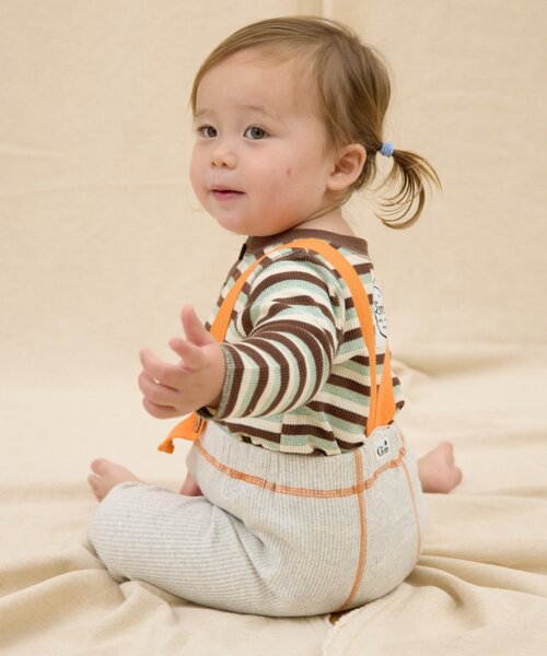 CIAOPANIC TYPY（チャオパニックティピー）の「【BABY】【Qinn】配色サス付きリブパンツ：80cm（その他ベビーウェア・キッズ・サックスブルー/オフホワイト・80）」の12枚目の写真