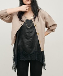 LARUTA（ラルータ）の「【LARUTA】ロゴ入り金釦ポリクルーカーディガン（カーディガン/ボレロ）」