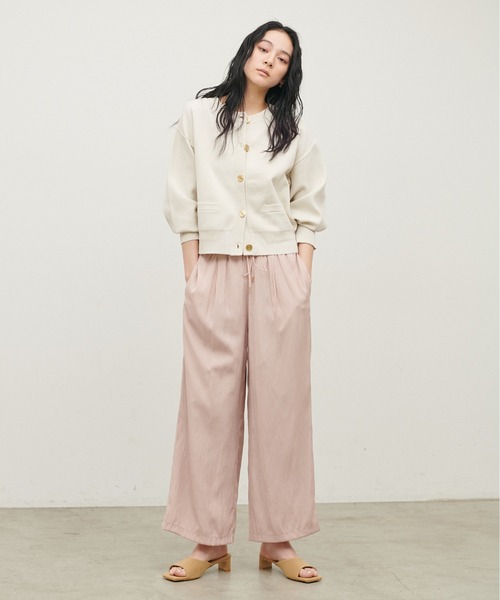 LARUTA（ラルータ）の「【LARUTA】ロゴ入り金釦ポリクルーカーディガン（カーディガン/ボレロ・レディース・ブラック/グリーン/アイボリー/ベージュ/グレー・FREE）」の10枚目の写真