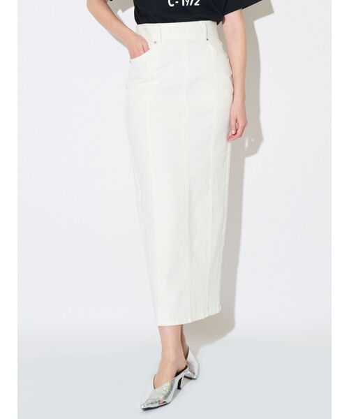 ELENDEEK（エレンディーク）の「デニムIラインスカート（スカート・レディース・ブルー/オフホワイト・02/01）」の4枚目の写真