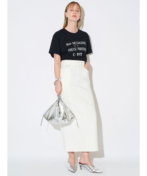 ELENDEEK（エレンディーク）の「デニムIラインスカート（スカート・レディース・ブルー/オフホワイト・02/01）」の6枚目の写真