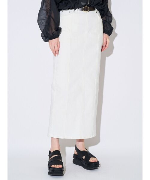 ELENDEEK（エレンディーク）の「デニムIラインスカート（スカート・レディース・ブルー/オフホワイト・02/01）」の8枚目の写真