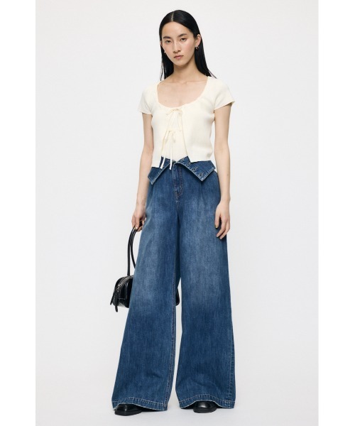 MOUSSY（マウジー）の「【再入荷】CORSET DESIGN BAGGY（デニムパンツ・レディース・ブルー系その他/ワンウォッシュ/ブルー・0/1/2）」の5枚目の写真