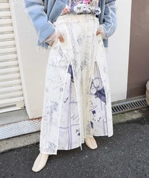 iS ScoLar（イズスカラー）の「561223：スリット入り刺繍レース重ね アンティーク柄パンツ（その他パンツ）」